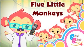 Five Little Monkeys Jumping On The Bed With Lyrics  English Kids Nursery Rhyme  Song For Children [upl. by Notnats652]