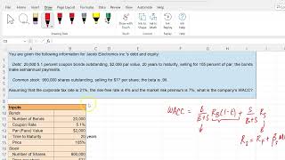 Calculating Cost of Debt Cost of Equity and WACC A Simple Example Using Excel [upl. by Collimore154]