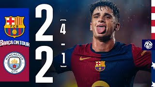 HIGHLIGHTS  FC BARCELONA 2 4  1 2 MANCHESTER CITY  USA TOUR 2024 [upl. by Arikahc]