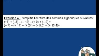 addition et soustraction de nombres relatifs 4 5ème [upl. by Nythsa]