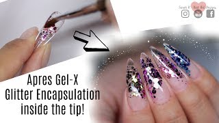 ✨HOW TO USE GLITTER INSIDE APRES GELX TIPS  ENCAPSULATED GLASS GLITTER NAILS✨ [upl. by Veta]