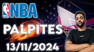 PALPITES NBA DE HOJE 🏀 PARTIDAS  JOGADORES 🏀  13112024 [upl. by Potts114]