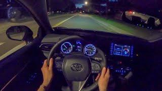 2023 Toyota Camry Hybrid Nightshade Edition  POV Night Drive Binaural Audio [upl. by Nosduh]