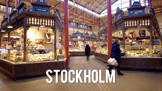 Sweden 🇸🇪 Stockholm tour 4k Östermalm Saluhall February 2024 [upl. by Natam]