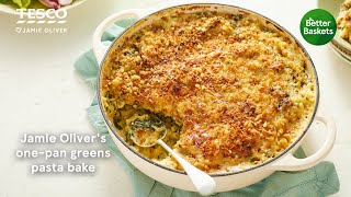 Jamie Olivers One Pan Greens Pasta Bake [upl. by Oicelem]