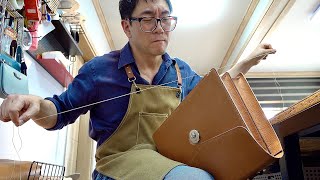 Awesome Leather Bag Craftsman’s Process of Making Classic Leather Briefcase for Gentleman [upl. by Knowles]