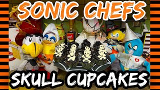 Sonic Chefs 💀🧁Black Velvet Skull Cupcakes🧁💀 [upl. by Mahan]