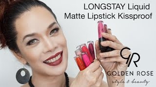 GR Golden Rose Longstay Liquid Matte Lipstick Kissproof  Lipstick Swatches in 1 minute [upl. by Segalman873]