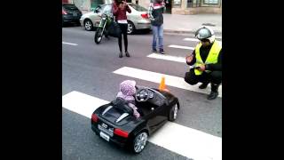 Police Officer Gives Ticket to Kid in Toy Car [upl. by Ellerrad574]