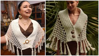 Poncho  Chal  Capita LUPITA A CROCHET [upl. by Stock927]