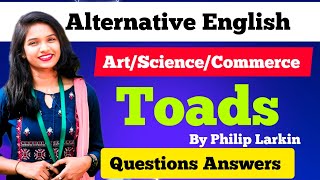 toads poem questions answers l taod poem by Philip Larkin chseodisha arts science commerce [upl. by Aicram]