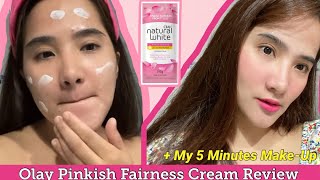 OLAY NaTURAL WHITE PINKISH FAIRNESS CREAM  MY 5 MINUTES MAKEUP ROUTINE [upl. by Nagad]