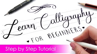 How to write CALLIGRAPHY with ANY PEN ✍️  Step by Step Tutorial [upl. by Freeland]