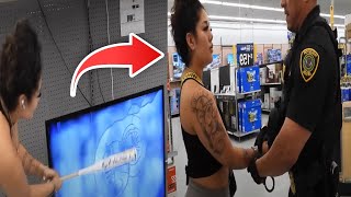 Prankster Arrested For Smashing Walmart TVs [upl. by Vharat]