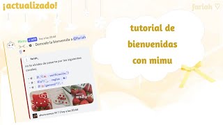 tutorial de discord • bienvenidas con mimu ♡  en español  paso a paso [upl. by Eelarual]