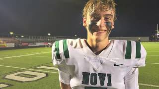 Novi Footballs Jaden VonDrasek talks about the 3734 win over Brighton [upl. by Nesbitt]