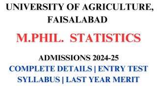 UAF MPhil Statistics Admissions 202425  Statistics  University of Agriculture Faisalabad [upl. by Akeimat]