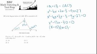 Geometry Regents June2012 25  External Angle [upl. by Ydualc]