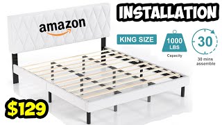 Amazon King Size Bed Frame Assembly Installation stepbystep [upl. by Larner]