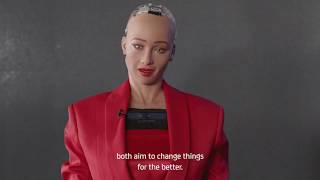 Sophia The Robot noul client UniCreditBank [upl. by Laaspere170]