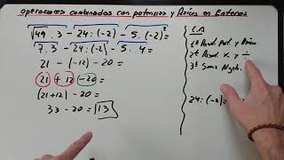 Operaciones combinadas con potencias y raíces de números enteros mediante separación en términos [upl. by Cuthburt]