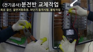 전기공사 분전반 교체작업 차단기 회로 결선 차단기 동작시험 절연저항측정 단자 볼팅작업 [upl. by Dnalro147]