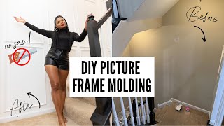 DIY PICTURE FRAME MOLDING l UPDATING MY HALLWAY WITH DIY WALL TRIM [upl. by Allyn]