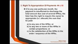 The rights of Hirer for Appropriation of Payments under S10 of the HP Act 1967 [upl. by Martita]