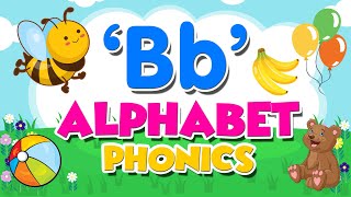 Phonics Song with TWO Words  B alphabet Phonics Video with Sounds for Children [upl. by Ahsienroc]