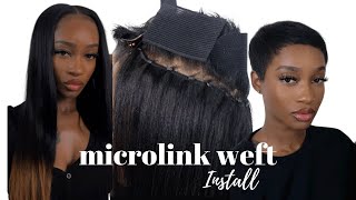 How To Detailed Microlink Weft Extensions On My Short Hair  Curls Queen [upl. by Oakman989]