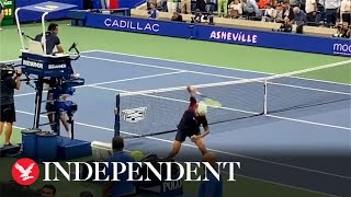 Nick Kyrgios smashes two rackets after US open defeat [upl. by Sjoberg]