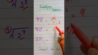 1 Simple Rule to Simplify Radicals Fast maths shorts fraction mathstricks multiplication [upl. by Sillyhp]