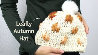 Leafly Autumn Hat  free crochet pattern [upl. by Lancey]