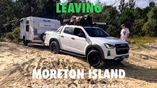 Moreton Island catching the Micat Ferry home towing our caravan Beach Camping [upl. by Axia]