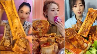 asmr super fatty spicy bone marrow mukbang  thánh ăn tủy xương siêu cay  tik tok 262  Hiu He Hue [upl. by Arahc]