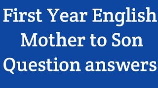 Lesson 6  Mother to Son question answers  Mother to Son poem question answers [upl. by Enisaj584]