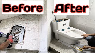 Asian man bathroom toilet changing techniques using skills [upl. by Ahtelra]