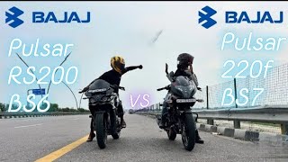 Bajaj Pulsar RS200 BS6 Vs Pulsar 220f BS7  Drag race comparison top speed 🔥🔥💀  itishyperboy [upl. by Kaasi]