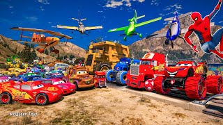 Cars McQueen Monster Truck Mack Hauler Miss Fritter Mater Harvey Rodcap Dan Carcia Nick Shift Racing [upl. by Inittirb227]