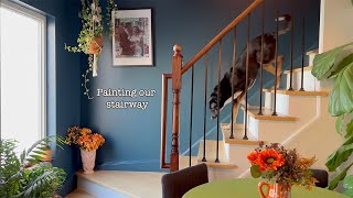 Painting my stair hallway blue  Farrow amp Ball Hague Blue  Home Takes Time S2 E5 [upl. by Neumeyer]