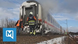 Bei Ulm Brand in ICWaggon  Löscharbeiten auf offener Strecke [upl. by Jena]