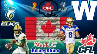 Edmonton Elks Vs Winnipeg Blue Bombers CFL Week 17 Watch Party and Play by Play [upl. by Yrrac]