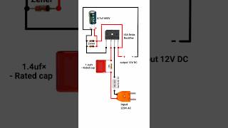 220V AC to 12V DC convertor Circuit without transformer shorts pbexperiment [upl. by Griselda]