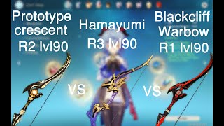 Prototype CrescentR2 lvl 90 VS HamayumiR3 lvl 90 VS Blackcliff WarbowR1 lvl90 [upl. by Attegroeg]