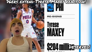 DESERVED Tyrese Maxey Sixers agree to 5year 204million max contract extension  REACTION [upl. by Bergin]