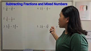 SUBTRACTING FRACTIONS AND MIXED NUMBERS [upl. by Okim]