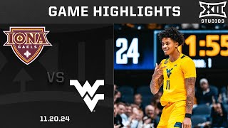 Iona vs West Virginia Game Highlights  202425 Big 12 Mens Basketball [upl. by Tabber]