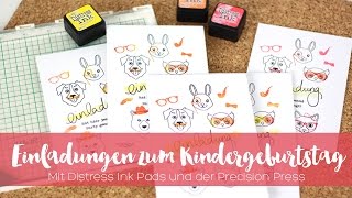 Einladungen zum Kindergeburtstag mit Distress Inks  danipeussde [upl. by Florina]