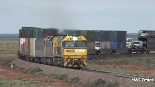 Double Stacked Freight Train in Outback Australia [upl. by Rebmac]