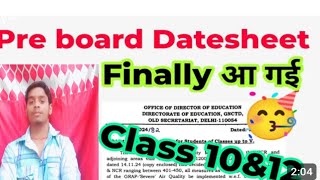 pre board date sheet  time table 2024 class12th [upl. by Shimkus153]